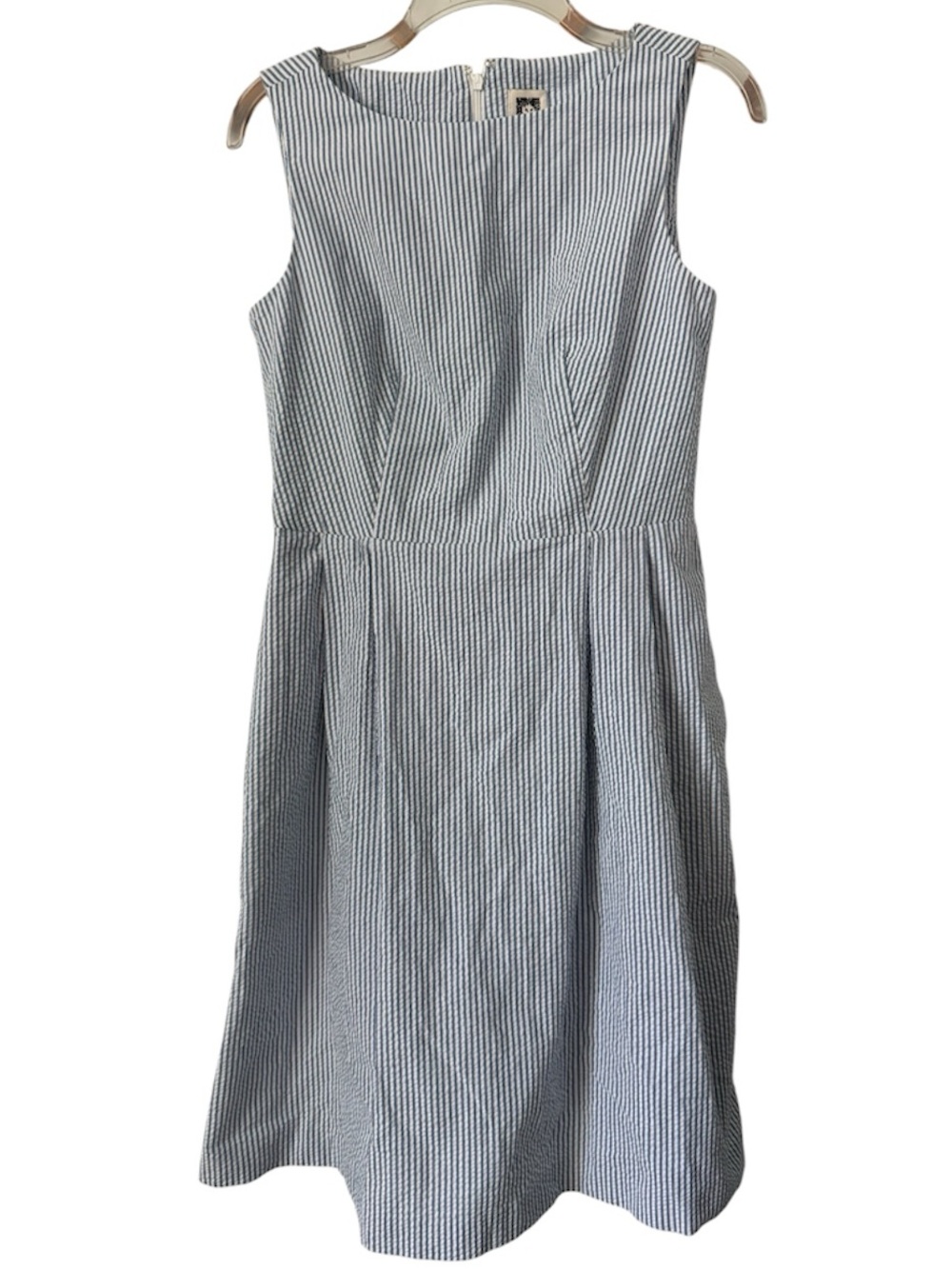 Anne Klein Seersucker Shift Blue White Size 4 Pockets